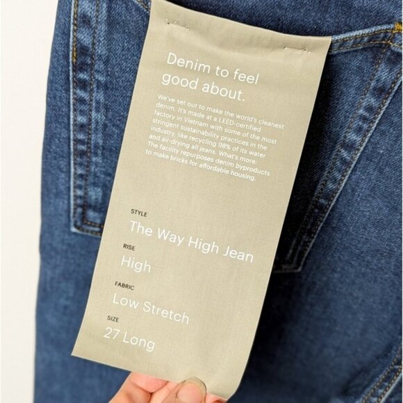 NWT EVERLANE The Way High Jeans Long Wide Leg Indigo Dark Blue 27 Long L - Picture 9 of 11